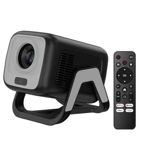 Bettdow para Netflix Oficial Mini Proyector 4K, 1080P Proyector Portatil Giratorio, Enfoque Automático/Corrección Trapezoidal, 10000 Lúmenes, Android 13 & BT 5.2, Cine en Casa y Exteriores, Negro