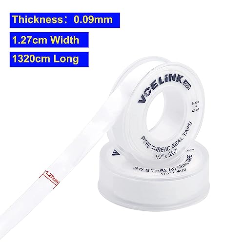 VCE 2 Pack PTFE Industrial Sealant Tape White Thread Seal Tape,12mm x 13m