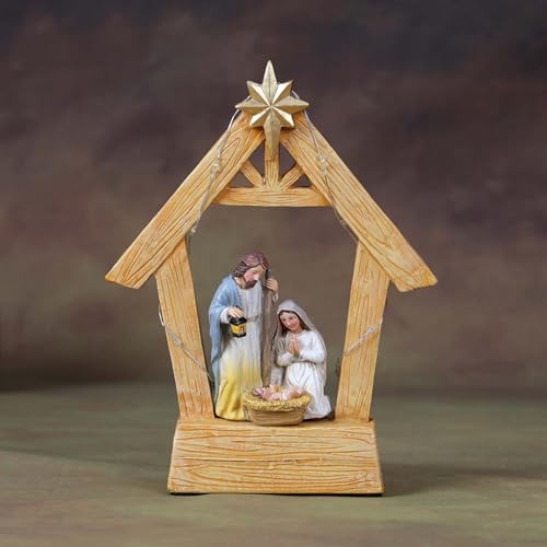 Wooden Jesus Nativity Scene Horse Trough Ornament & Led Lights, Home Decor - image 4