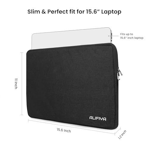 Image of ALIFIYA Laptop Sleeve 15.6 - Slim Water-Resistant Laptop Cover Bag for Dell, HP, Lenovo, MacBook - Compact Lightweight Laptop Cover for Office & Travel Use