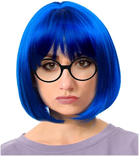 Costume Adventure Royal Blue Bob Wig and Glasses Costume Set - One Size