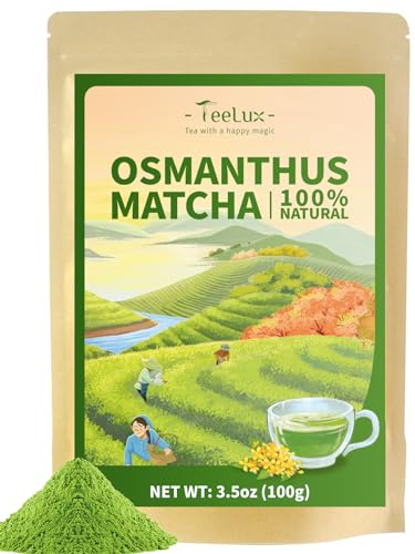 Image of TeeLux Osmanthus Matcha, First Harvest Natural Matcha Green Tea Powder, Smooth and Aromatic Taste, Sugar Free, 3.5oz