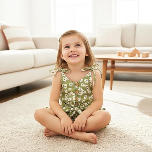 Image of Toddler Girl Clothes Baby Summer Cute Halter Romper 6 Months to 5 Years Old