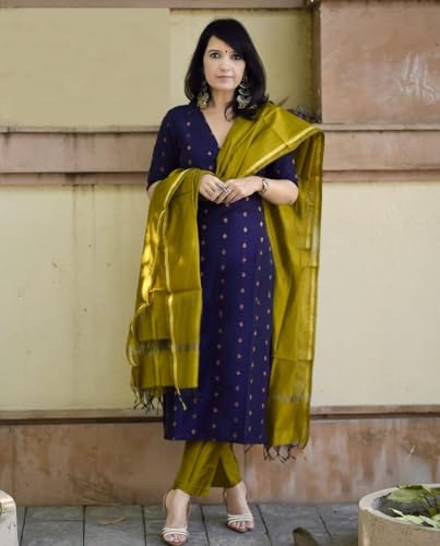Image of GoSriKi Viscose Printed Kurta for Women | Kurti Set Woman | Kurta with Pant & Dupatta | Straight Ethnic Suit | Indian Outfit Ladies Dress Stylish Traditional Clothing Party Office Fashion Look Style