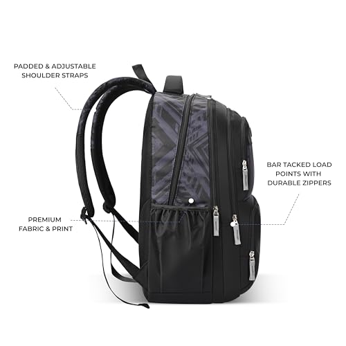 Image of Gear Vagabond 19 inch /24L Large Water Resistant School Bag /Casual Backpack /Daypack /Laptop Bag for Boys /Girls (Black - Black)