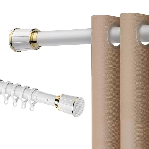Barra de Cortina de Tensión Sin Perforación Diámetro de Barra de Cortina de Ducha de 33.0 mm Barra de Tensión Resistente para Ventanas Baño Armario Cocina(White,2.6-3.50m)