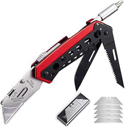 BEEK Teppichmesser Profi, Cuttermesser Klappmesser mit Clip, Mehrzweckmesser Metallgriff,...