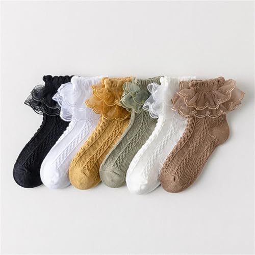 Ruffle socks 3 Pairs Summer Girls Socks Ruffle Sock Cute Children Frilly White Black Lace Cotton3