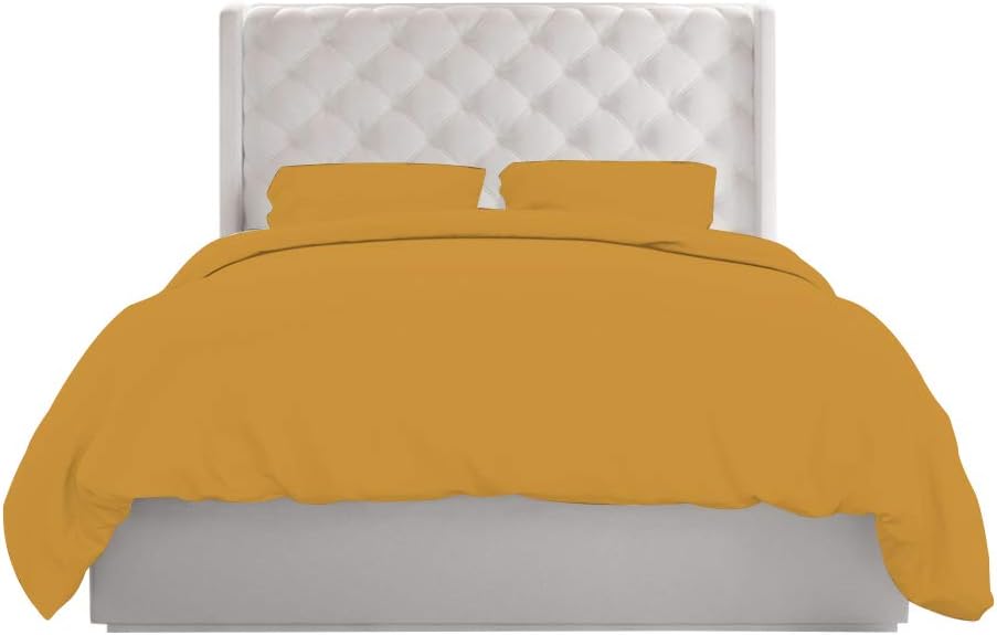 BedDecor Duvet Cover 1800 Series Micro Fiber with Zipper & Corner Ties(Queen,Gold)