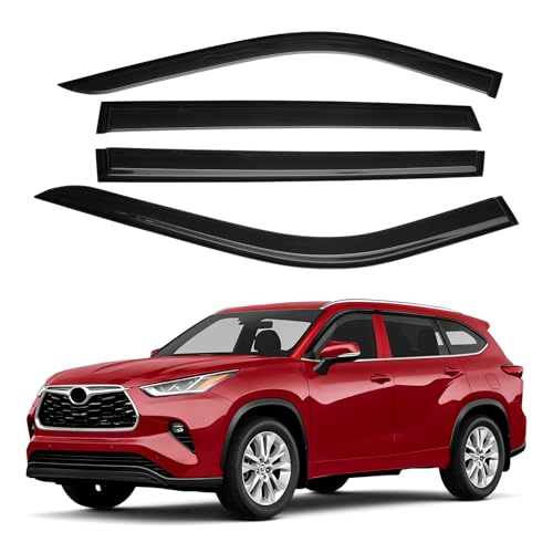 Image of Canvcle Highlander Rain Guards - Window Visors for Toyota Highlander 2020-2025 2026, Outside-Mount Tape-On Side Window Wind Deflectors for Highlander Accessories, Vent Visors Shades Rainproof 4PCS