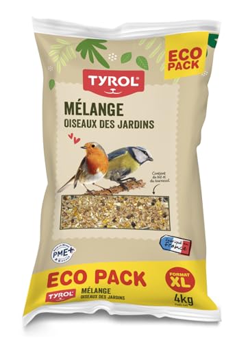 TYROL - Mélange de Graines pour Oiseaux du Ciel et Sauvages - 4 kg - Nourriture Extérieur pour Rouge-Gorge, Pinson, Mésange - Sac de Graines