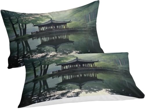 Parure de lit paysage architectural rétro 260x240cm en microfibre premium - 3