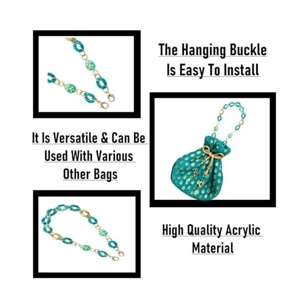 Heddz Handcrafted Raw Silk Drawstring Potli Bag for Ladies with Detachable Glass Beads Chain Handles & Tassels for Parties, Weddings and Special Ocassions - Image 7