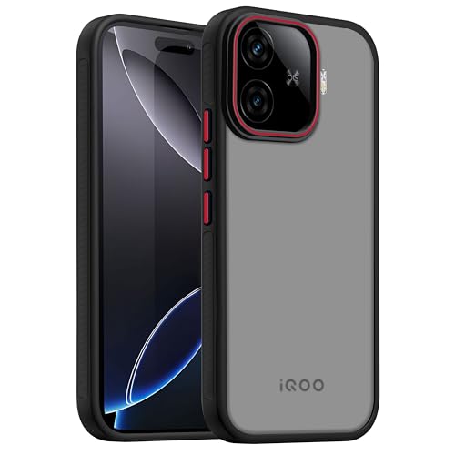 Image of V-TAN Back Cover for IQOO NEO 10R Compatible Case, Matte Finish Transparent Case, TPU, Camera Protective Shockproof Cover (Black)