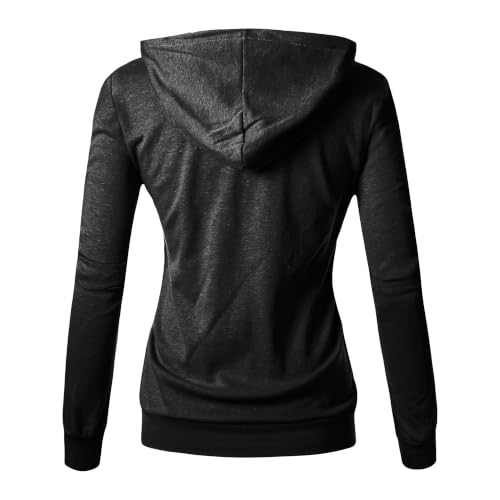Image of GIVON Womens Casual Zip Up Hoodie Cotton Blend Soft Fabric Basic Layering Hooded Jacket with Kangaroo Pocket