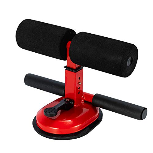 FreeLeben Barra De Abdominales de Auto-succión Portátil, 2 Barras Abdominales De Succión Soporte De Ejercicio Ajustable Equipo De Entrenamiento Corporal, Dispositivo Auxiliar de Abdominales -Rojo