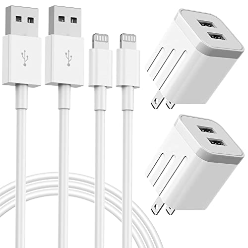 iPhone Fast Charger,2Pack 10FT iPhone Charger 2.1A Dual Port USB Wall Charger Block Plug Adapter with Long Fast Charging Lightning Braided Cable Cord for iPhone 14 13 12 11 Pro Max XS XR 8 7 Plus iPad