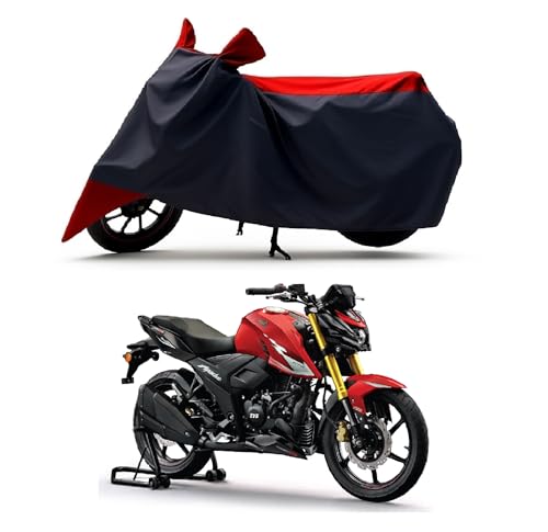 Image of All Season Protection Bike Cover for 2025 New TVS Apache RTR 160 4V Bike Cover with Water-Resistant and Dust Proof Premium 190T Fabric Red Stripe