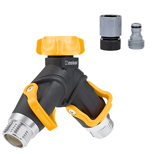 Melnor 65170Amz 2 Way Lever Flow Through Valve Connector Bundle, Yellow, Black #TOP2