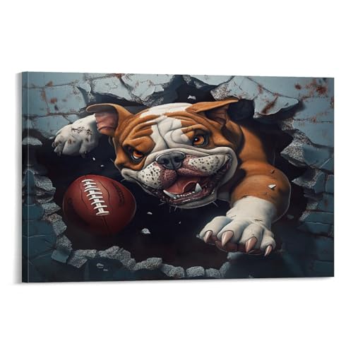 Impression sur toile bouledogue decoration murale chambre cadre salon