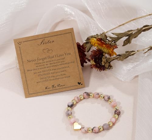 Image of Gifts for Daughter /Granddaughter /Daughter in law /Sister /Niece /Always Remember Gifts Heart charm Bracelet, Birthday Christmas Valentines Day Gifts for Women Girls (Sister), Large