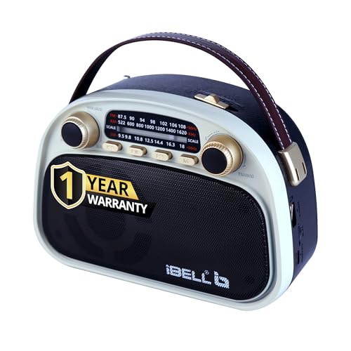 Image of IBELL RHYTHM800 BT Portable FM Radio with Bluetooth Speaker, USB, SD Slot, MP3 Player, Rechargable Battery, Telescopic Antenna & Dynamic Speaker, 3 Band (Black)