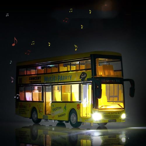 Image of DARVICE Diecast Metal Alloy London Bus Double Decker Sightseeing Bus Die Cast Metal Bus Light & Music Open Door Collection Bus Toys for Boy Kids