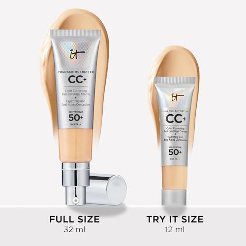 iT Cosmetics CC+ Cream SPF 50+ Full-Coverage CC Cream Foundation with Hyaluronic Acid, Niacinamide & Vitamin E for a Radiant Finish, Your Skin But Better, Travel Size, 12ml - Image 3