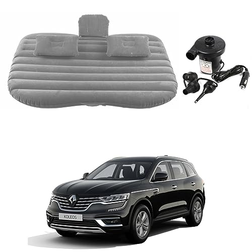 Image of Oshotto Multifunctional Car Travel Bed Mattress with Two Air Pillows, Car Air Pump Compatible with Renault Koleos (Grey)