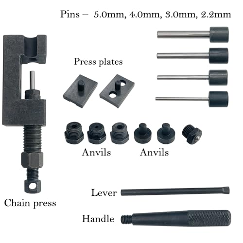 Image of Motorcycle Chain Breaker Set, 16-Piece Chain Removal Tool Chain Cutter and Riveter Kit for Motorcycle ATV Bike Cam & 25 to 930 Chains
