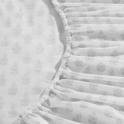 Image of Laura Ashley - Full Size Sheet Set, Soft & Lightweight Cotton Percale Bedding with Matching Pillowcases, Deep Pocket, Floral Room Decor, College Dorm Room Essentials (Francesca Grey)
