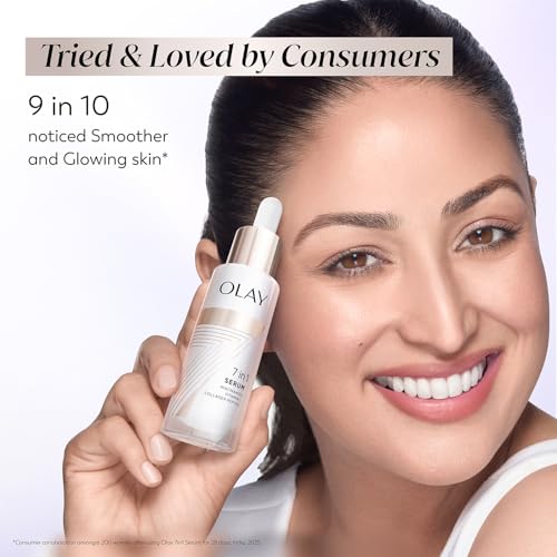 Image of Olay 7in1 Ultra-light Face Serum | Niacinamide, Vitamin C, Collagen Peptides | Fights 7 Issues for Smooth & Glowing Skin | Normal to Oily Skin | Dermatologically Tested | Non Comedogenic | 30ml