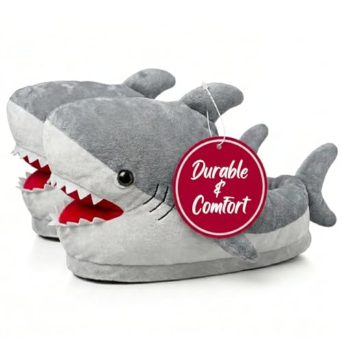 Product Image of the Generix Geek Plush Shark Slippers for Women & Men – Cozy Soft Non-Slip Animal House Shoes, Funny Shark Slides for Adults & Kids