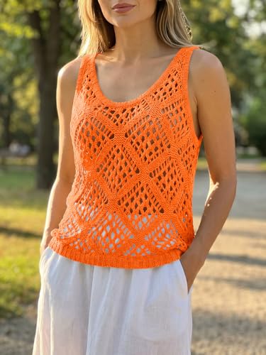 Image of Imily Bela Womens Summer Crochet Tank Tops Knit Sleeveless Sweater Vest