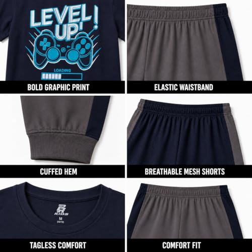 Image of Pro Athlete Boys Pants Set - 3 Piece Active Short Sleeve Graphic Tees Athletic Shorts and Jogger Sweatpants for Boys