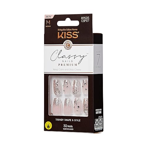 KISS Classy Nails Premium - My Muse, Pink and Silver, 30 Piece Assortment - Image 2