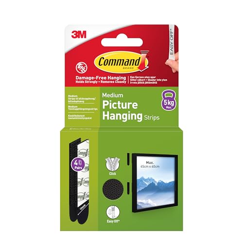 Command Lot de 4 paires de bandes de suspension pour tableau 17204BLK-4-UKN, noir, taille M, (8 bandes)