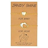 JANDY SHINE Mother and Baby Heart Bracelet 925 Sterling Silver, New Mom Gifts for Women After Birth,
