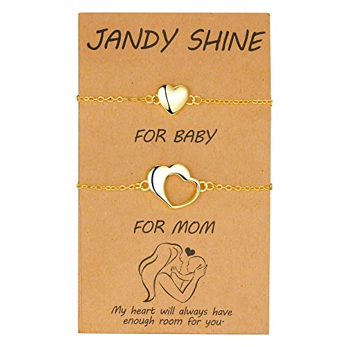 Jandy Shine Mother And Baby Heart Bracelet 925 Sterling Silver, New Mom Gifts For Women After Birth, New Born Infant Jewelry Gift #TOP1