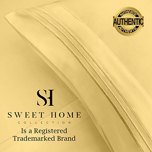 1500 Supreme Collection California King Sheet Sets Yellow - Luxury Hotel Bed Sheets And Pillowcase Set For California King Mattress - Extra Soft, Elastic Corner Straps, Deep Pocket Sheets Yellow #TOP3