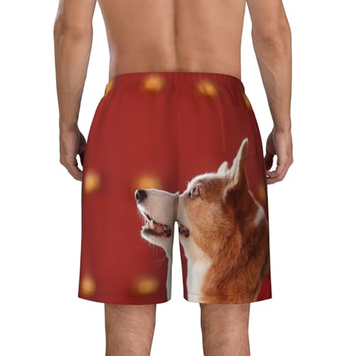 Men's Beach Shorts Dog Pet Animal Mens Swim Trunks Board Shorts with Pockets Swimwear Bathing Suits4