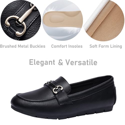 Women's Loafers Comfortable Dressy Slip on Flats Penny Loafers for Women Office Work Walking Shoes with Buckles3