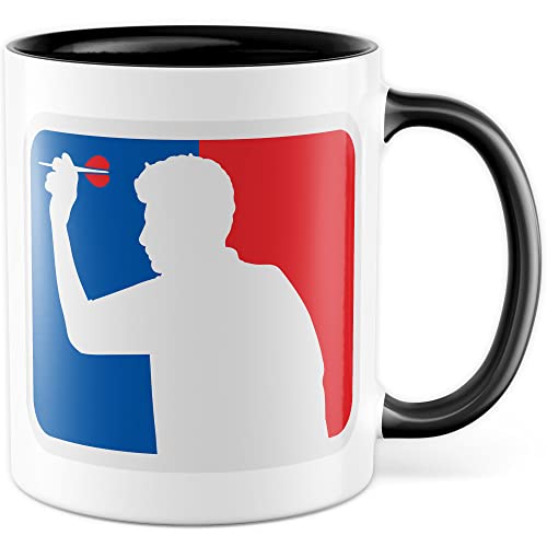 Dart - Taza para dardos, idea de regalo, taza de café, logotipo de la NBA (blanco y negro)