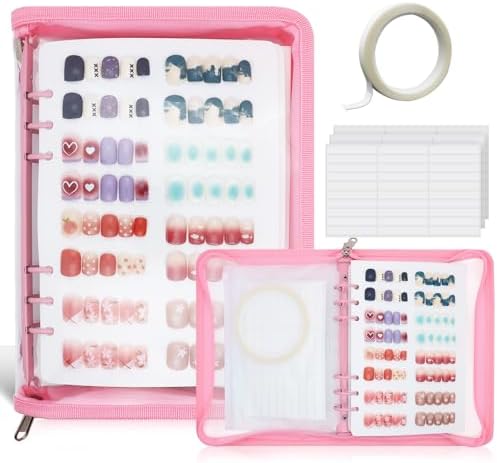 KEIFIN Press On Nail Storage Organizer Binder with 8 Insert Pages...