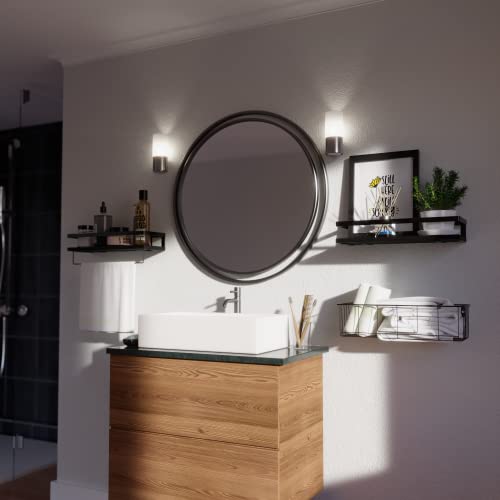 Richer House Floating Shelves With Metal Basket Set, Rustic Wall Shelves With Removable Towel Bar, Farmhouse Floating Bathroom Shelves For Kitchen And Bedroom - Black #TOP5