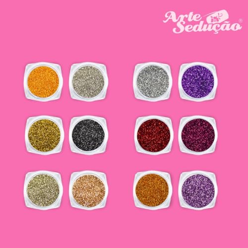 Kit 12 Glitters Fino Tons Metálicos Decoração Encapsulamento