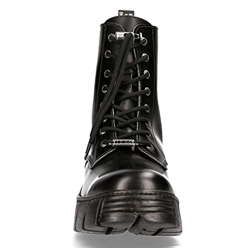 New Rock M-Wall026N-C5 Boots Black Leather Wall Rock Biker Ankle Tower Boots - Black 7 Us #TOP3