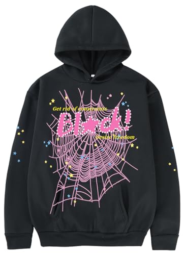 EMILYLE Unisex Hoodie Y2k Cobweb Spider Hoodie Graphic Sweatshirt Novelty Gift(black-2p,2XL)