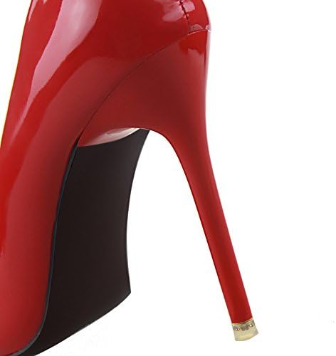 BIGTREE Patent Leather Women's Pointed Toe High Heels Dress Shoes Red Stiletto Pumps 1.5 B(M) US Little Kid | Image 4