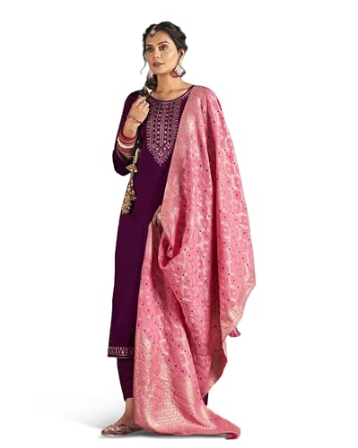 Image of Amazon Brand - Myx Women's Unstitched Embroidered Salwar Suit Dress Material With Dupatta